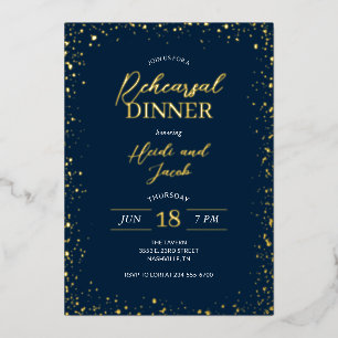 Con Relieve Metalizado Invitación de ensayo de cena de gala moderna en pa