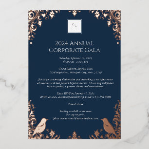 Con Relieve Metalizado Invitación de Evento Corporativo de Rosa Elegante 
