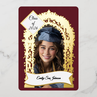 Con Relieve Metalizado Invitación de fiesta de graduación personalizada c