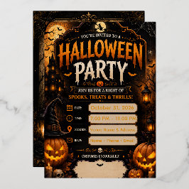 Con Relieve Metalizado Invitación de fiesta de Halloween editable | Calab