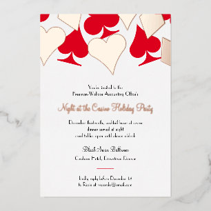 Con Relieve Metalizado Invitación de fiesta de noche de casino de trajes