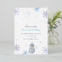 Con Relieve Metalizado Invitación de foil para el primer cumpleaños de Wi