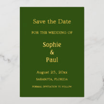Invitación de foil para guardar la fecha en verde