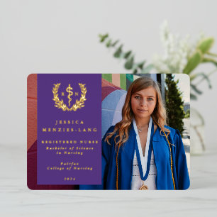 Con Relieve Metalizado Invitación de foto de graduación de aluminio RN pú