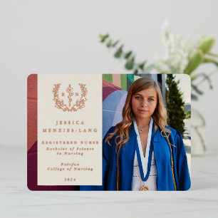 Con Relieve Metalizado Invitación de foto de graduación de Ivory RN Ascle