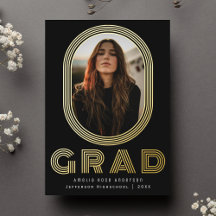 Invitación de foto de graduación retro de estilo n