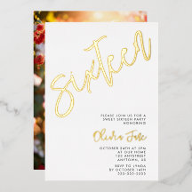 Invitación de foto para Sweet 16 minimalista moder