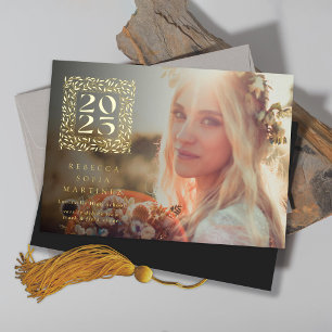 Con Relieve Metalizado Invitación de fotos de graduación de oro