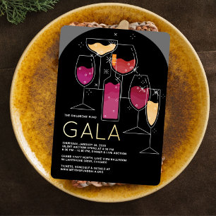 Con Relieve Metalizado Invitación de Gala Moderna Cheers