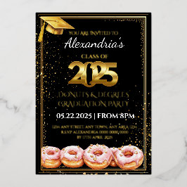 Con Relieve Metalizado Invitación de graduación 2025 Donuts and Degrees