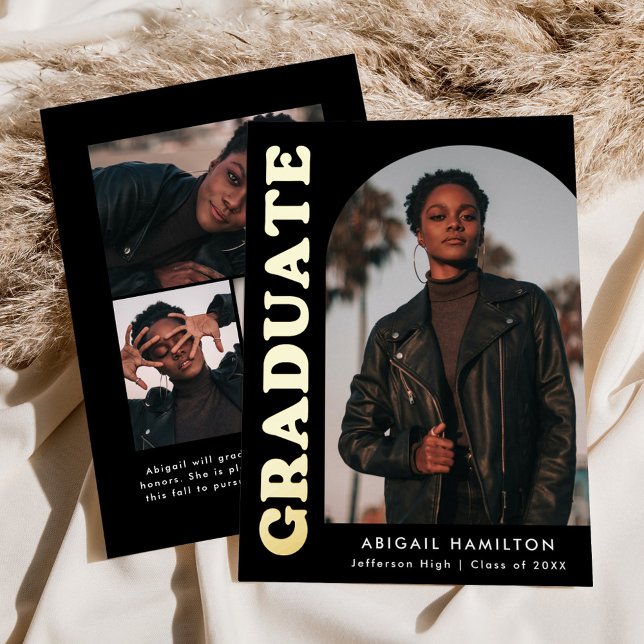 Con Relieve Metalizado Invitación de Graduación de Foto del Arco de Compe (Subido por el creador)