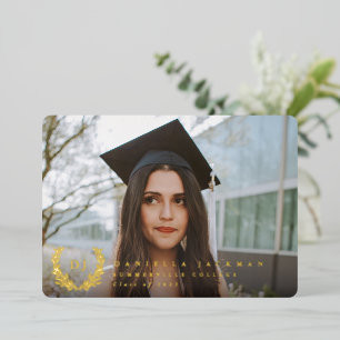 Con Relieve Metalizado Invitación de Graduación de Foto Monograma 2 de Re