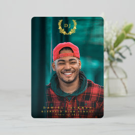 Con Relieve Metalizado Invitación de Graduación de Foto Monograma 2 de Re