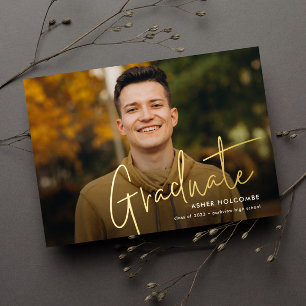 Con Relieve Metalizado Invitación de graduación de foto simple de graduad