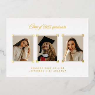 Con Relieve Metalizado Invitación de Graduación de Fotografía de Esquina