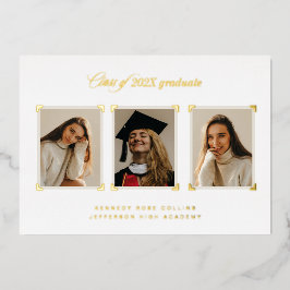 Con Relieve Metalizado Invitación de Graduación de Fotografía de Esquina 