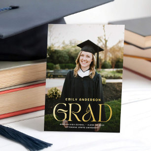 Con Relieve Metalizado Invitación de graduación de fotografía de tipo de 