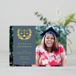 Con Relieve Metalizado Invitación de graduación de la Escuela de Derecho 