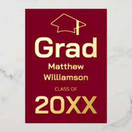 Con Relieve Metalizado Invitación de graduación en papel de aluminio de c