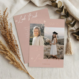 Con Relieve Metalizado Invitación de graduación entonces y ahora de Colla