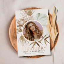 Invitación de graduación fotográfica Boho Reviera