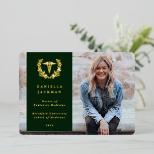 Con Relieve Metalizado Invitación de Graduación Médica del Caducto Verde