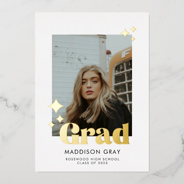 Con Relieve Metalizado Invitación de graduación moderna Invitación a la c (Anverso)