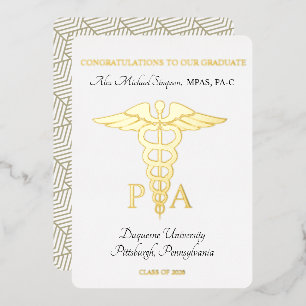 Con Relieve Metalizado Invitación de graduación para asistente médico de