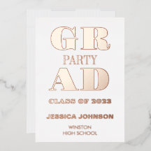 INVITACIÓN DE HOJA DE ALUMINIO PARA FIESTA DE GRAD