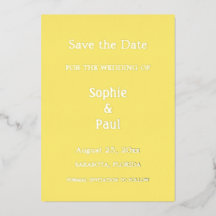 Invitación de hoja de oro amarillo mantequilla par