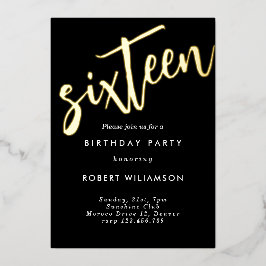 Con Relieve Metalizado Invitación de oro a los dieciséis años
