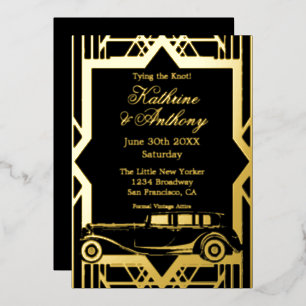 Con Relieve Metalizado Invitación de papel de aluminio al estilo de Gatsb