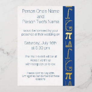 Con Relieve Metalizado Invitación de papel de aluminio azul que suma