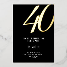 Invitación de papel de aluminio cumpleaños 40 pers