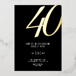 Con Relieve Metalizado Invitación de papel de aluminio cumpleaños 40 pers
