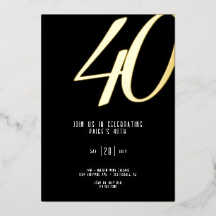 Con Relieve Metalizado Invitación de papel de aluminio cumpleaños 40 pers