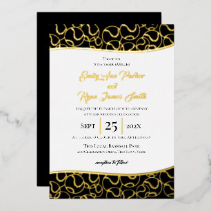 Con Relieve Metalizado Invitación de papel de aluminio de béisbol de oro