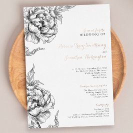 Con Relieve Metalizado Invitación de papel de aluminio de boda de flores