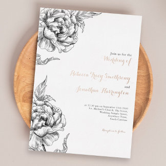 Con Relieve Metalizado Invitación de papel de aluminio de boda de flores