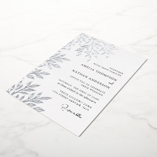 Con Relieve Metalizado Invitación de papel de aluminio de boda de hoja de