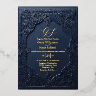 Con Relieve Metalizado Invitación de papel de aluminio de unión elegante