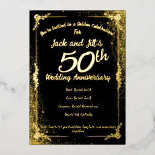Con Relieve Metalizado Invitación de papel de aluminio del 50 aniversario