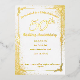 Con Relieve Metalizado Invitación de papel de aluminio del 50 aniversario