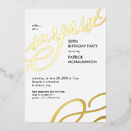 Con Relieve Metalizado Invitación de papel de aluminio dorado para fiesta