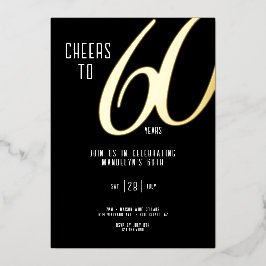 Con Relieve Metalizado Invitación de papel de aluminio para 60 cumpleaños