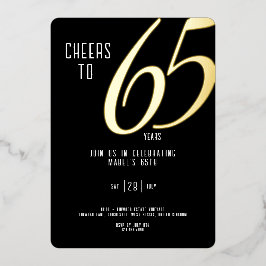 Con Relieve Metalizado Invitación de papel de aluminio para 65 cumpleaños