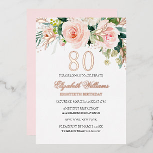 Con Relieve Metalizado Invitación de papel de aluminio para 80 cumpleaños