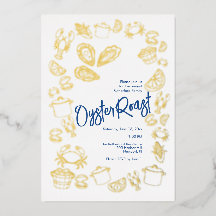 Invitación de papel de aluminio para asado de ostr