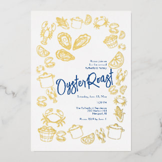 Con Relieve Metalizado Invitación de papel de aluminio para asado de ostr