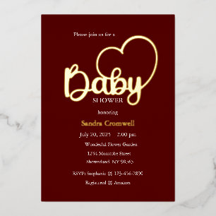 Con Relieve Metalizado Invitación de papel de aluminio para baby shower,